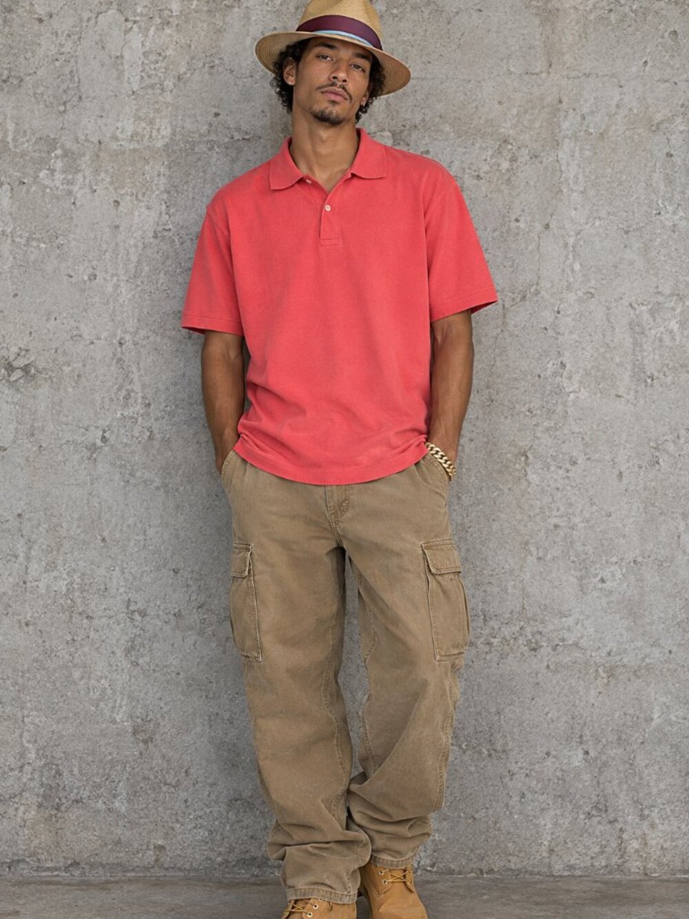 St Johns Bay Heritage Pique Polo Mens XL Short Sleeve Coral Golf Shirt